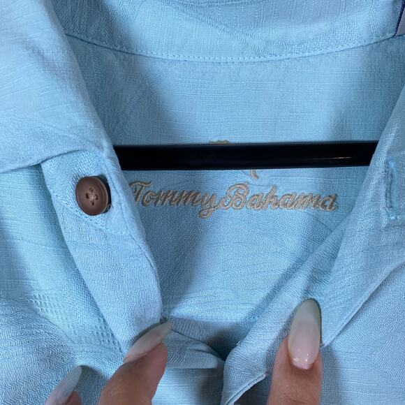 Tommy Bahama Mens Shirt Blue Hawaiian Camp 100% Silk Big Shot Tee Party XL - Picture 6 of 15